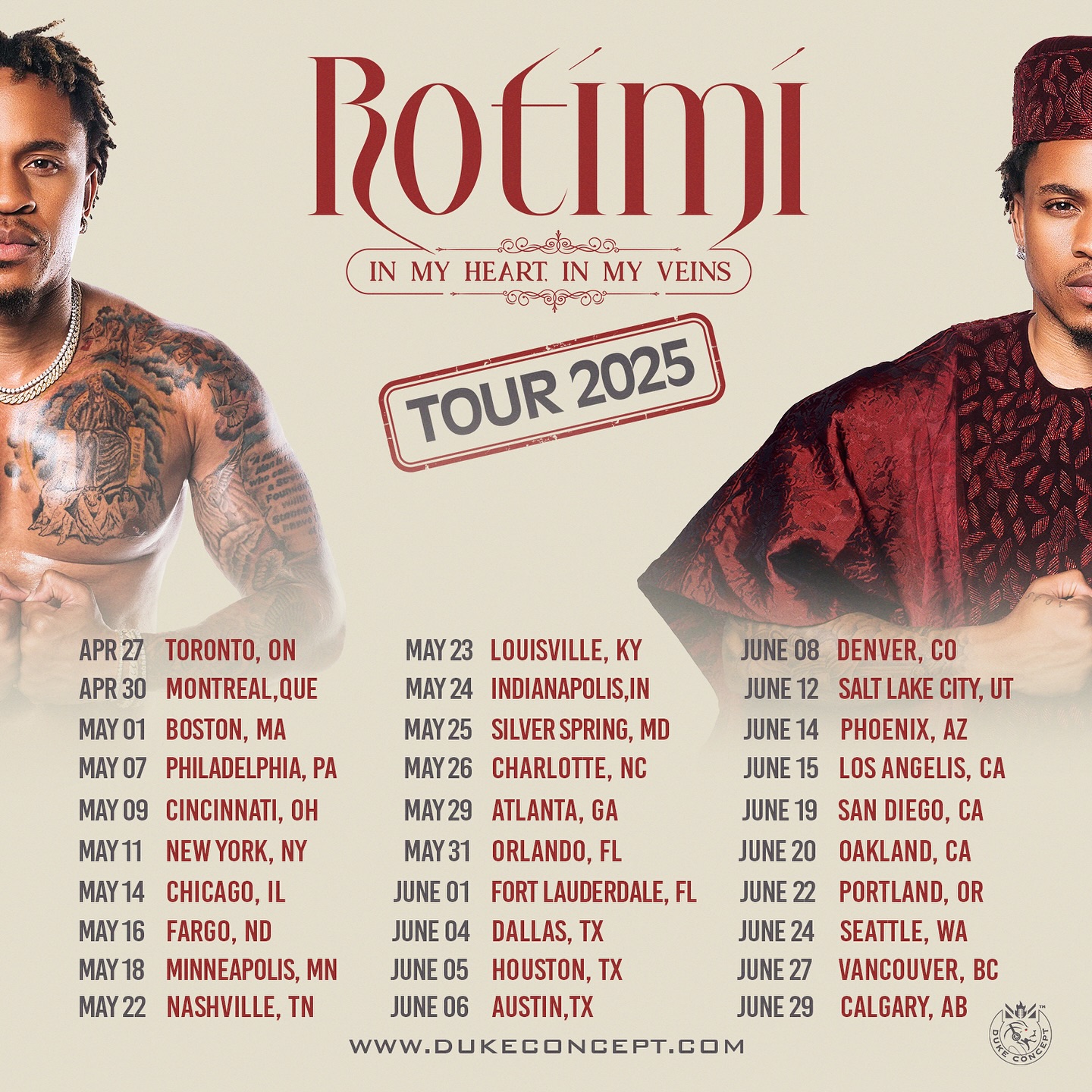 Rotimi In My Heart. In My Veins Tour Poster 2025
